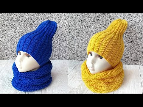 Видео: Шапочка тыковка. Детская шапка. Шапка спицами.