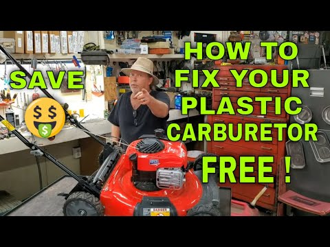 Видео: Пластиковый карбюратор, ремонт БЕСПЛАТНО. Газонокосилка Craftsman Push с двигателем Briggs and St...