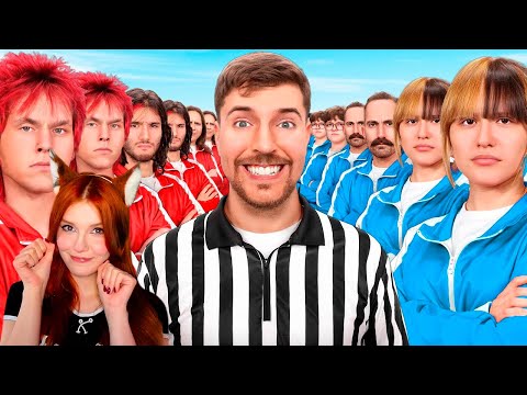 Видео: 100 Близнецов Борются За $250,000 MrBeast Мистер Бист Реакция
