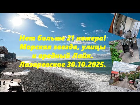 Видео: Нет больше номера №21. Морская звезда, улицы и вредный Лайк. Лазаревское 30.10.2025.