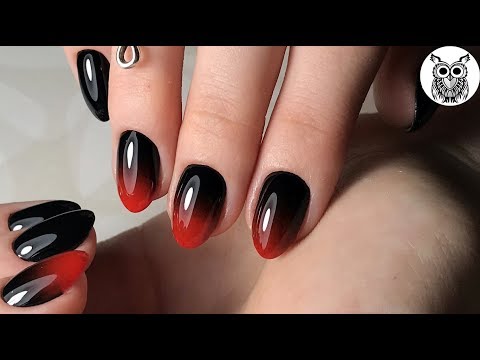 Видео: Маникюр на клиентке || Черно-красный градиент