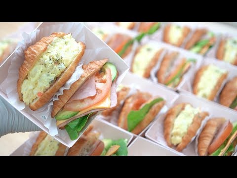 Видео: Корейское кафе :: Как приготовить бутерброд с круассаном "Ветчина, сыр, яичный картофель"