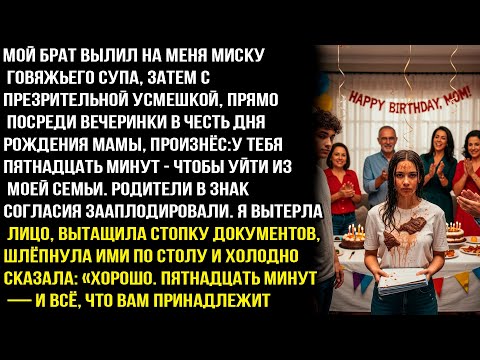 Видео: У ТЕБЯ ПЯТНАДЦАТЬ МИНУТ, ЧТОБЫ УЙТИ ИЗ МОЕЙ СЕМЬИ — ЗАЯВИЛ БРАТ И ВЫЛИЛ НА МЕНЯ МИСКУ СУПА. НО ПОТОМ