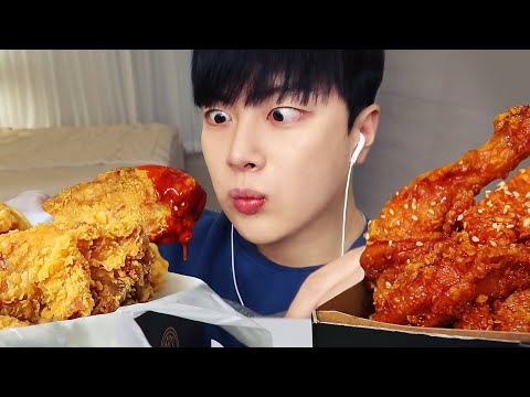 Видео: Хрустящий жареный цыпленок Мукбанг! mukbang asmr