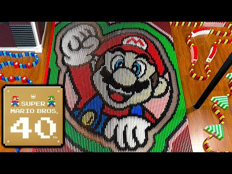Видео: 40-летний юбилей Super Mario Bros. В 2 МИЛЛИОНАХ ДОМИНО!
