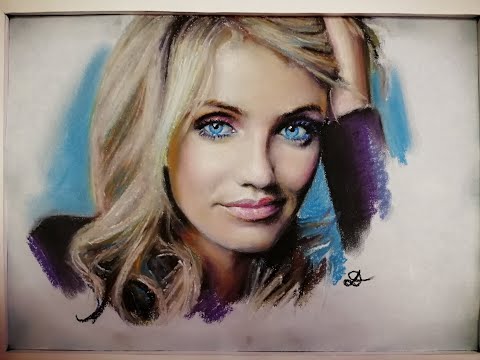 Видео: портрет пастелью мелками камерон диаз ускоренная видеосъемка