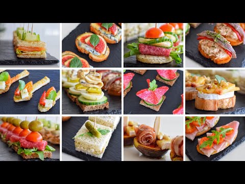 Видео: 12 вкусных и простых рецептов канапе и закусок для вечеринок | Сборник | ДариксЛАБ