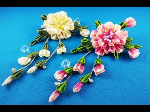 Видео: Ribbon flower.DIY/ Flor de las cintas.CM/ Цветок из лент.МК