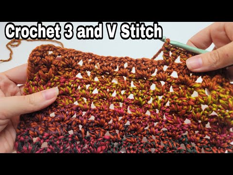 Видео: Вязание крючком простых столбиков для одеял и шарфов / Вязание крючком 3 столбика и V-образный ст...