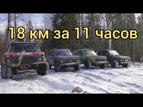 Видео: Сложный маршрут Лёд, лужи, снег, болото, грязь, в этот раз было всё. Нивы offroad День рождения нивы