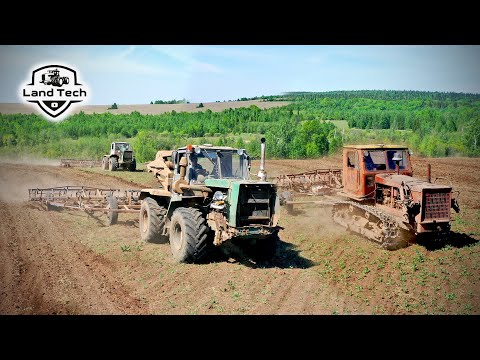 Видео: Тракторы Т-150К и гусеничный Т-4А работают вместе! Предпосевная культивация как в Советские времена!