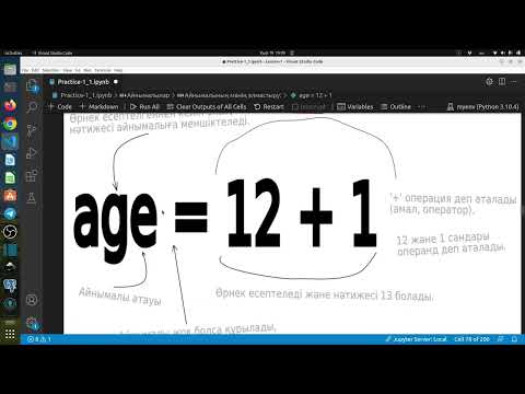 Видео: 1.7. Python тілінен практикалық сабақ. Айнымалылар.