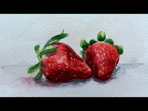 Видео: Рисуем клубнику акварелью - как нарисовать клубнику?  Мастер-класс по акварели для начинающих.