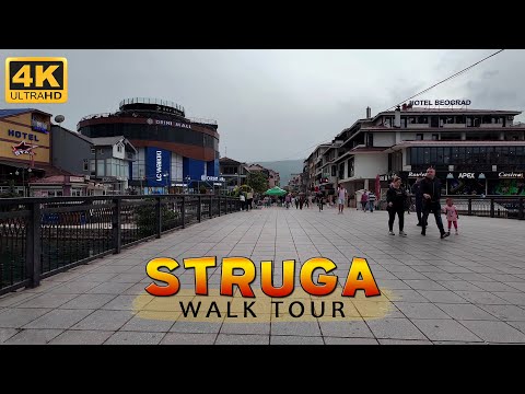 Видео: Cinematic Walk Tour around STRUGA, Macedonia (2024) 【4K】 Викенд Прошетка низ СТРУГА, Македонија 🇲🇰
