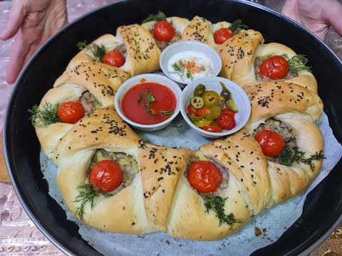 Видео: Oshirilgan hamirdan tez tayyor bo`ladigan ishtaha ochar pirog/ Аппетитный пирог из дрожжевого тесто.