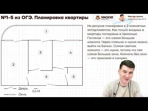 Видео: Разбор № 1-5 из ОГЭ. План квартиры.