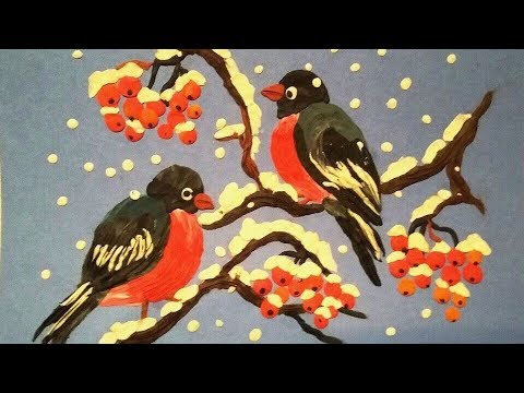 Видео: Мастер-класс по пластилинографии "Зимние снегири"