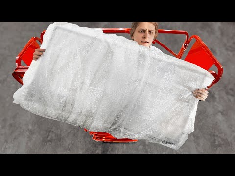 Видео: Спасет ли куча пупырчатой пленки телевизор от падения с высоты?