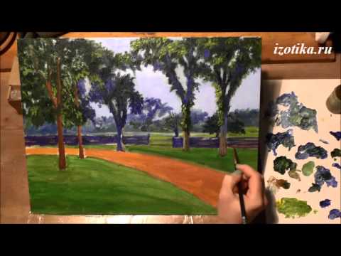 Видео: Парк в технике импрессионизма. Масло. Часть 2