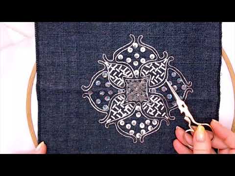 Видео: Couching stitch - шов с контрастным прикрепом (китайское шитьё с контрастным прикрепом)
