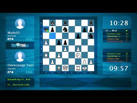 Видео: Анализ шахматной партии: Олександр Ткач - Made02, 0-1 (по ChessFriends.com)