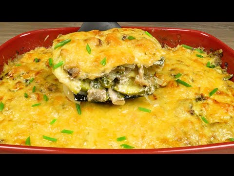 Видео: Кабачки с грибами в сметанном соусе. Вкусная запеканка | Zucchini baked with mushrooms