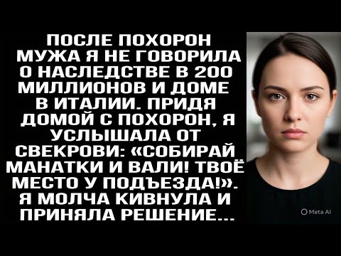Видео: После пoxopон мужа я молчала о наследстве, но когда свекровь сказала: «вали!» Я только улыбнулась