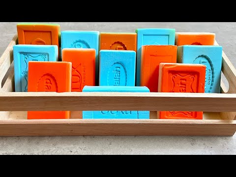 Видео: Painted soap ASMR 💙 Dry soap cutting ❤️ Крашенное мыло 💙 АСМР мыло