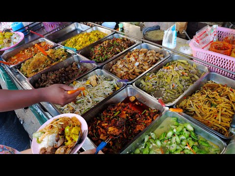 Видео: Супердешевый уличный буфет с едой, вкусная азиатская еда | Asian Street Foods
