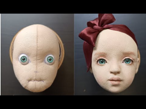 Видео: Лицо текстильной куклы. Процесс./The face of a textile doll. The process of work.