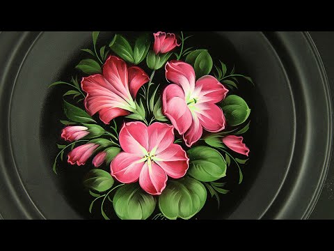 Видео: Как нарисовать цветок Петуния. Декоративная роспись от Ларисы Гончаровой