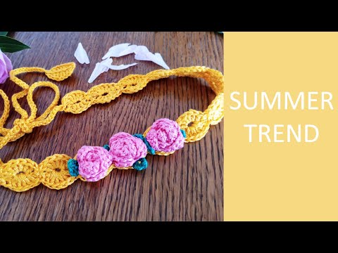 Видео: Вяжем декоративную повязку на голову для девочки крючком. Crochet baby tieback.