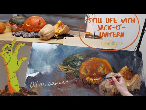 Видео: Jack o Lantern still life | Пишемо натюрморт олією з натури | Картина натюрморт маслом