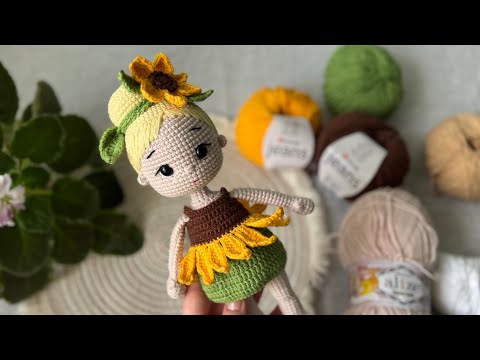 Видео: Кукла Подсолнух // Попетельный мастер класс // Часть 3 // Вяжем волосы и оформляем куклу //