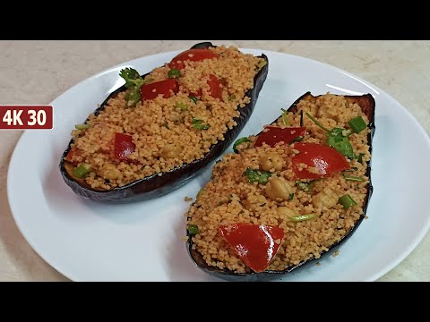 Видео: 🍆 БАКЛАЖАНЫ 🍆 с Кускусом, Нутом, Летними овощами и Свежей зеленью - фаршированные баклажаны, в 4K