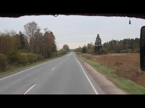 Видео: Золотая осень октябрьским вечером из окна ЛиАЗ-5250 по трассе из Осташево в Волоколамск