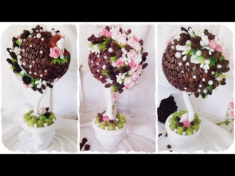 Видео: ТОПИАРИЙ из КОФЕ с ШИШКАМИ | DIY Topiary Tree of coffee and cones | Topiario de bricolaje de café