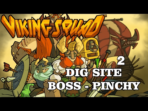 Видео: Прохождение крутой игры Viking Squad часть 2. Dig Site Бьём босса Pinchy