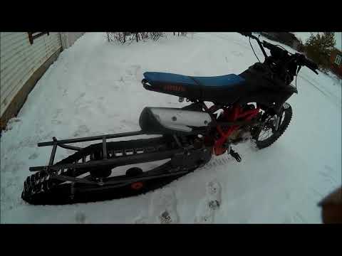 Видео: самодельный гусеничный модуль для питбайка