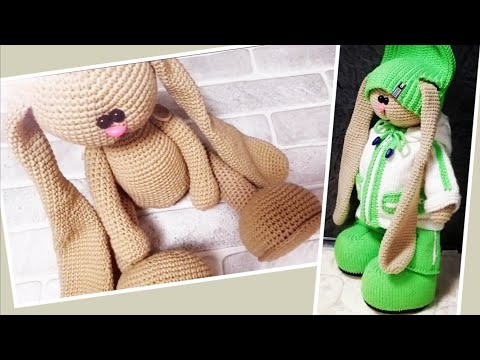 Видео: Связать зайку в стиле тильда крючком(одежда в описании).