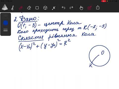 Видео: Рівняння кола. Типова КР. Завдання 2. Декартові координати на площині.