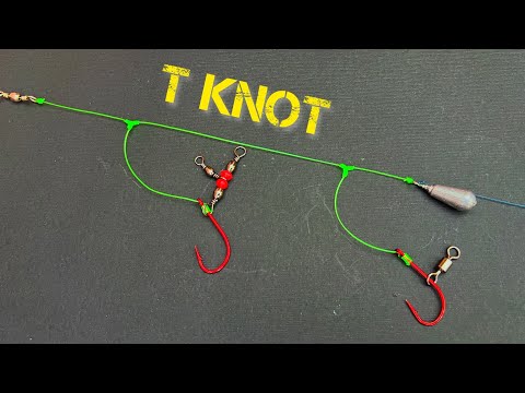 Видео: очень простой способ завязать Т-образный узел || Два крючка для донной ловли.