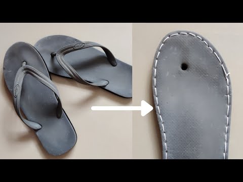 Видео: Вязаные тапочки крючком — подготовка подошвы из шлёпанцев | Шаг за шагом