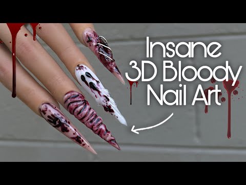 Видео: Как сделать: 3D-урок по дизайну ногтей с ранами на Хэллоуин | Искусство с использованием акрила