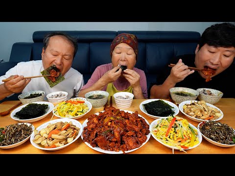 Видео: Корейская домашняя еда! Жареная острая свинина, суп из морских водорослей - кулинарное шоу Мукбанг