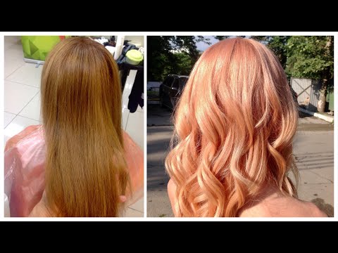 Видео: Розовое золото окрашивание / клубничный блондин /  Пастельный розовый цвет волос