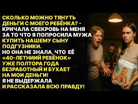 Видео: Свекровь обвинила меня, что я тяну деньги с её 40-летнего ребёнка, но она не знала, что он...