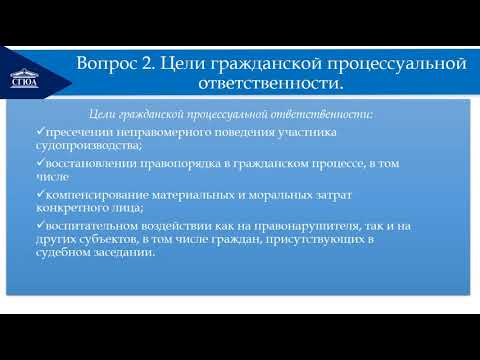 Видео: Гражданская процессуальная ответственность и меры процессуальной защиты