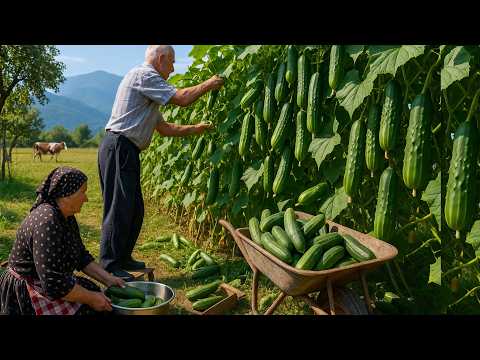 Видео: Сбор огурцов с бабушкой и дедушкой | 1 час лучших рецептов