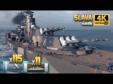 Видео: линкор Слава переломил ситуацию на карте Haven - World of Warships